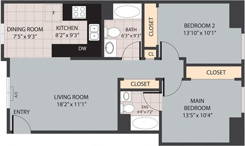 a floor plan of a room with a bathroom and a closet